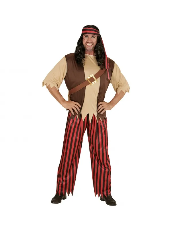 Déguisement Pirate Homme (chemise avec veston et ceinture, pantalon, bandeau)