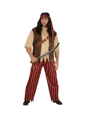 Déguisement Pirate Homme (chemise avec veston et ceinture, pantalon, bandeau)