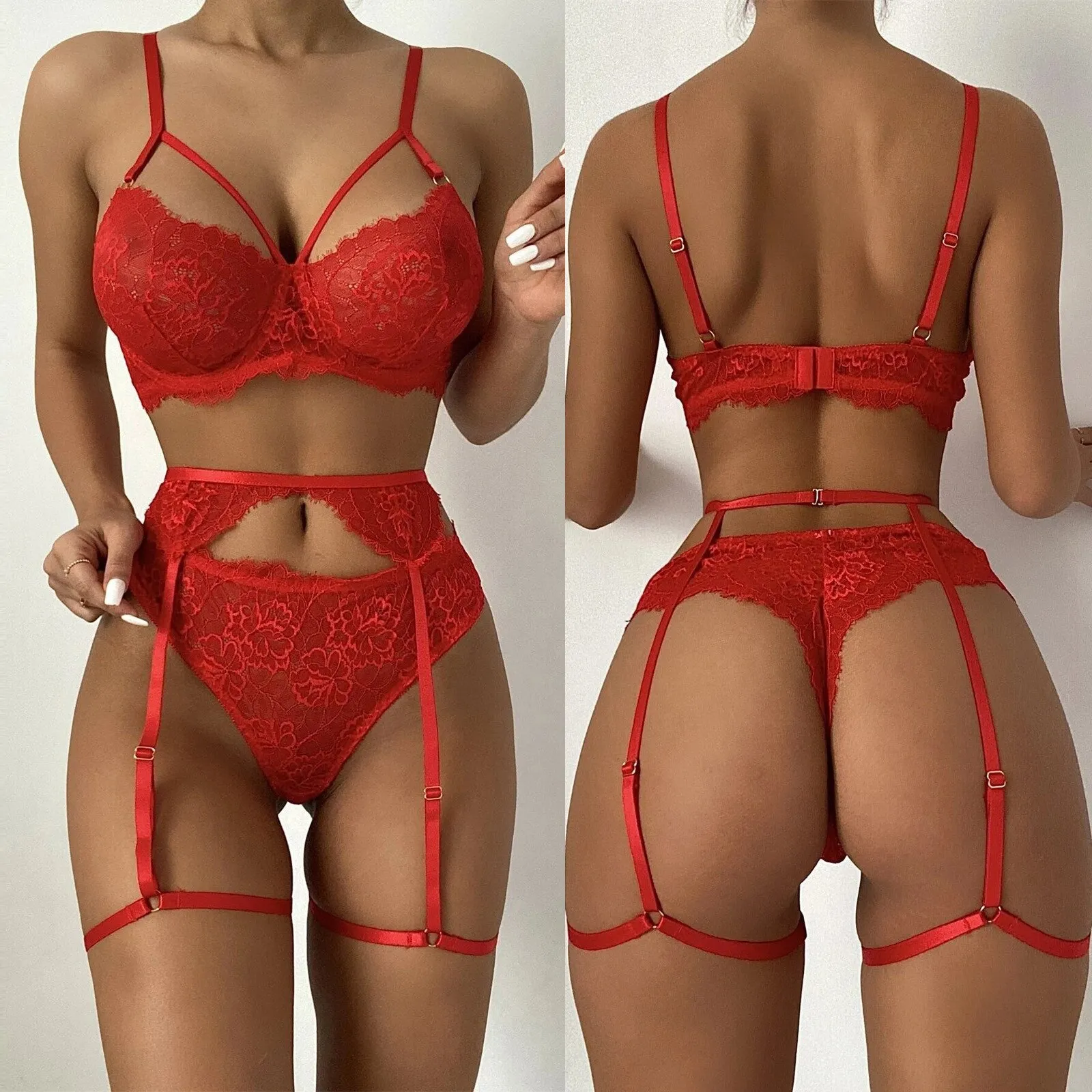 Ensemble lingerie trois pièces pour femmes