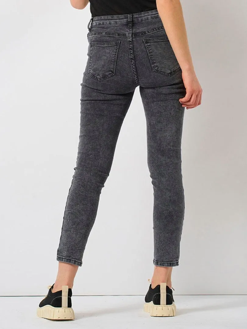 Jeans gris foncé taille haute