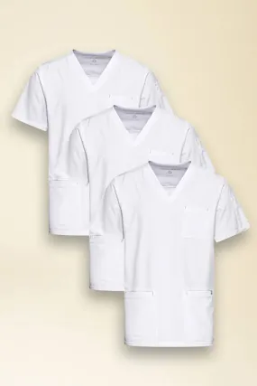 KAERE Tunique Homme - Lot de 3 - Col V blanc