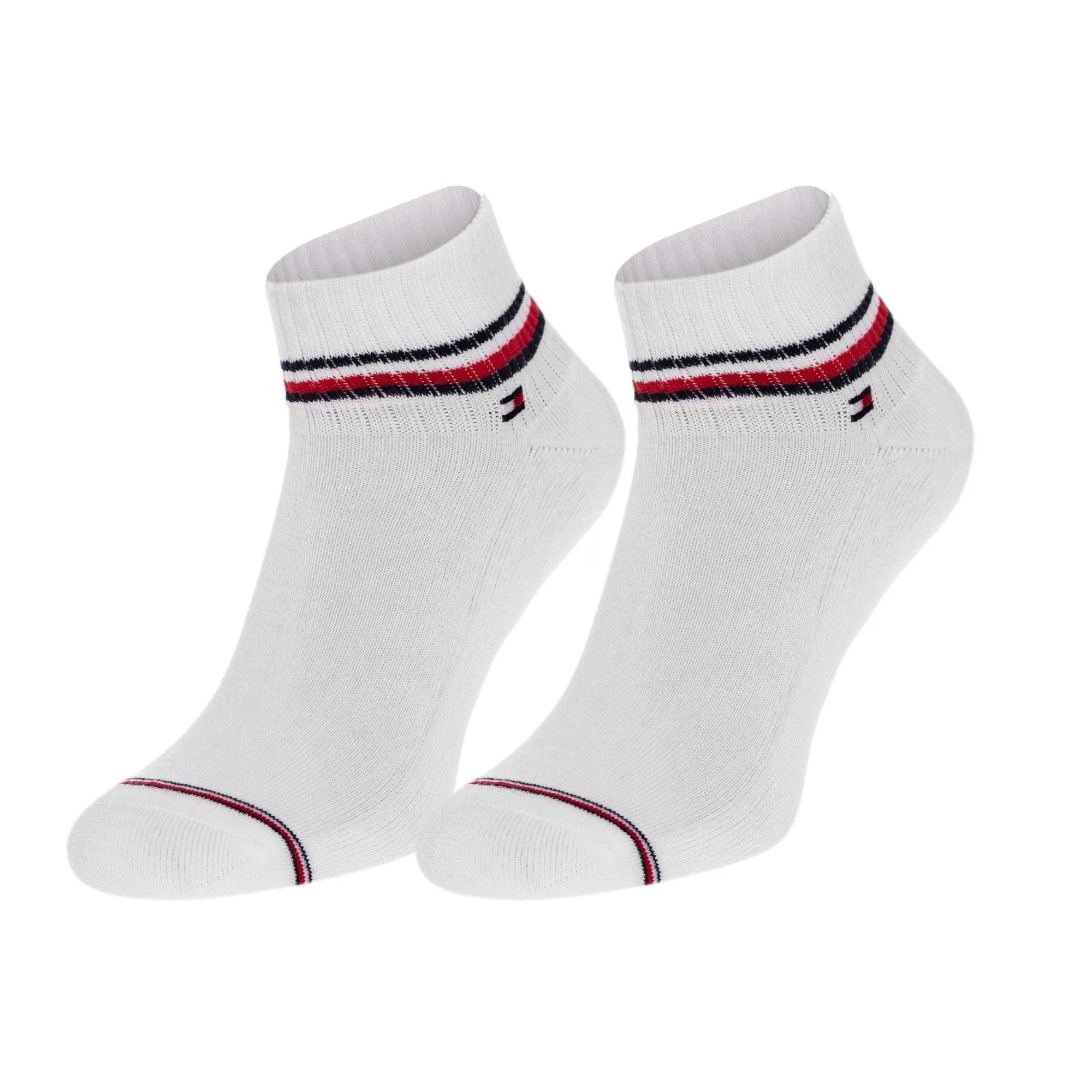 Lot de 2 paires de socquettes Tommy - blanc imprimé rayé tricolore ...