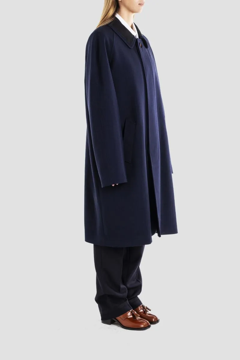 Manteau bleu marine en laine viscose