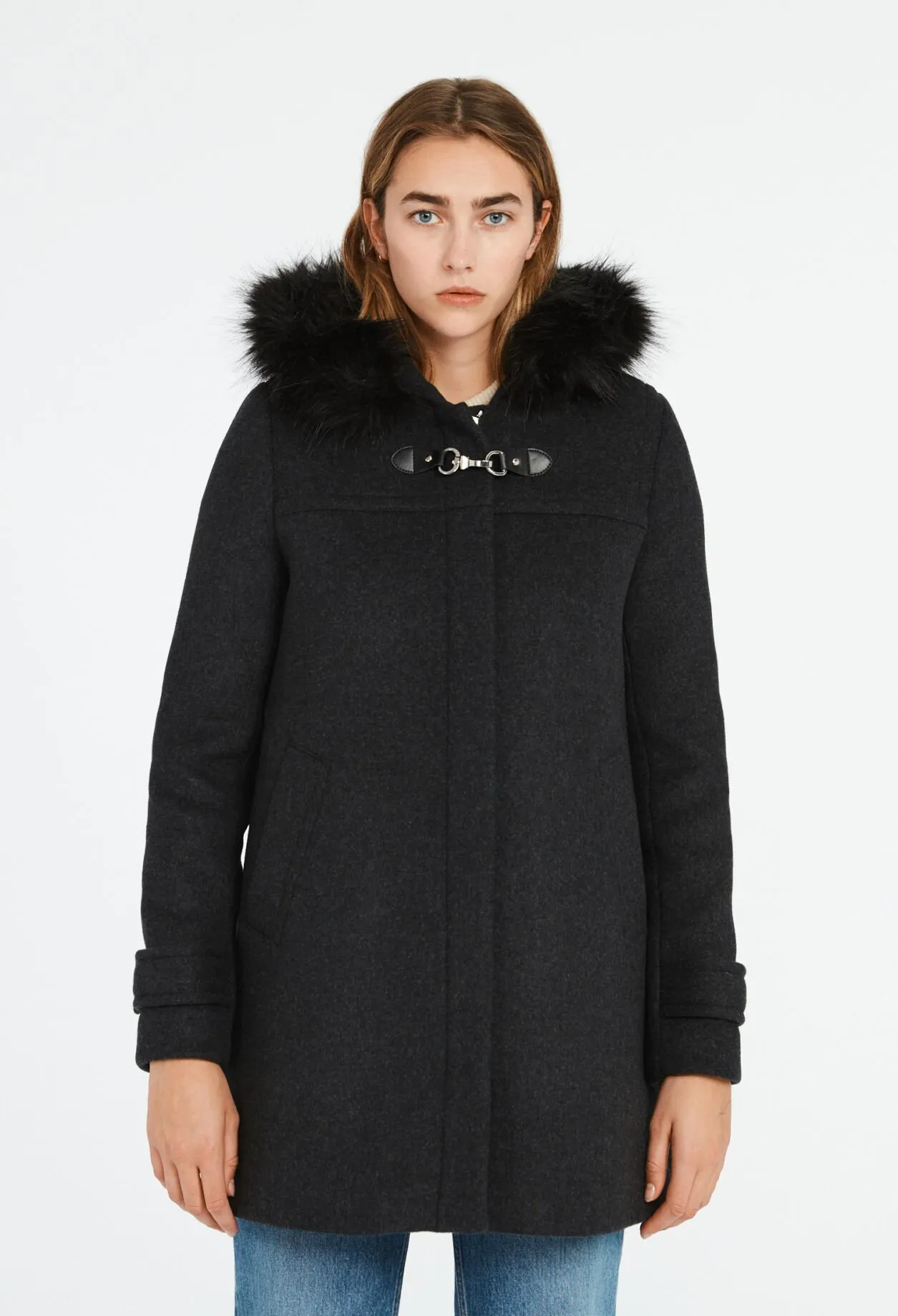 Manteau col fausse fourrure | Claudie FR