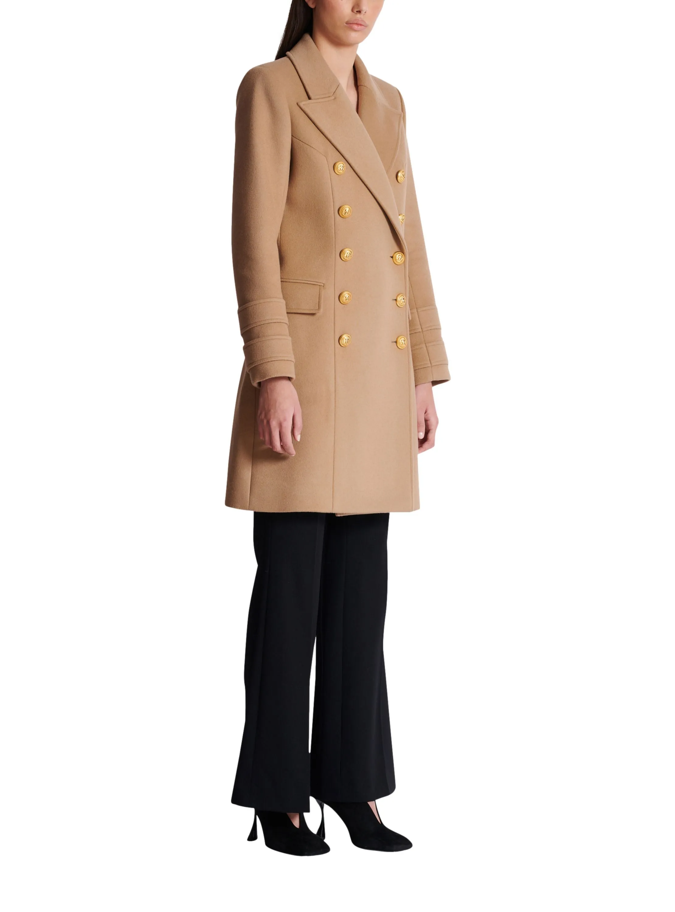 MANTEAU COURT EN LAINE ET CACHEMIRE - BALMAIN pour FEMME | Printemps