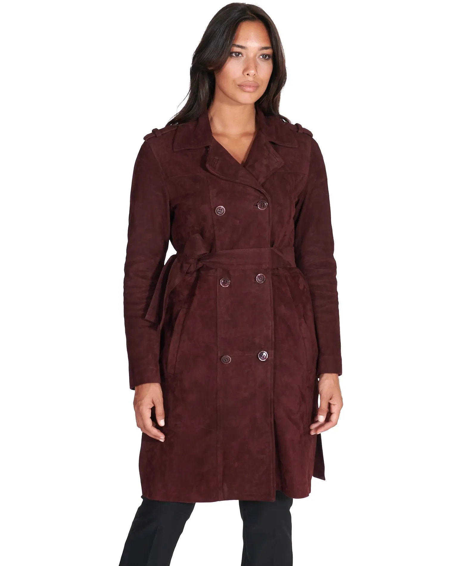 Manteau cuir femme trench cuir daim manteau cuir bordeaux Kate