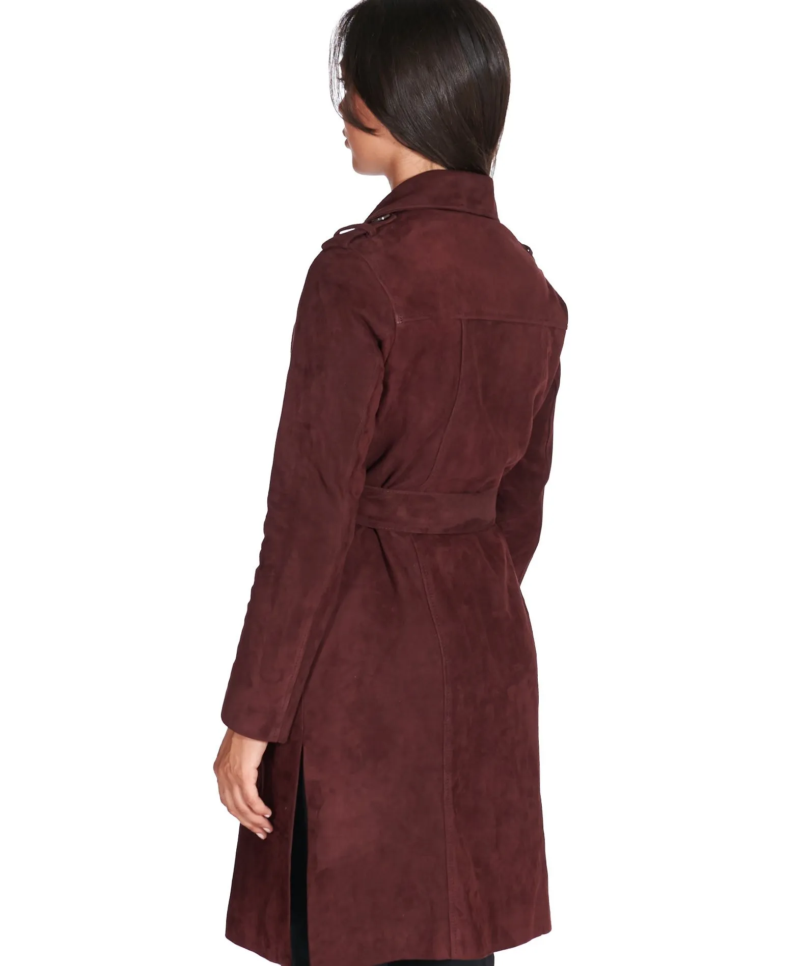 Manteau cuir femme trench cuir daim manteau cuir bordeaux Kate