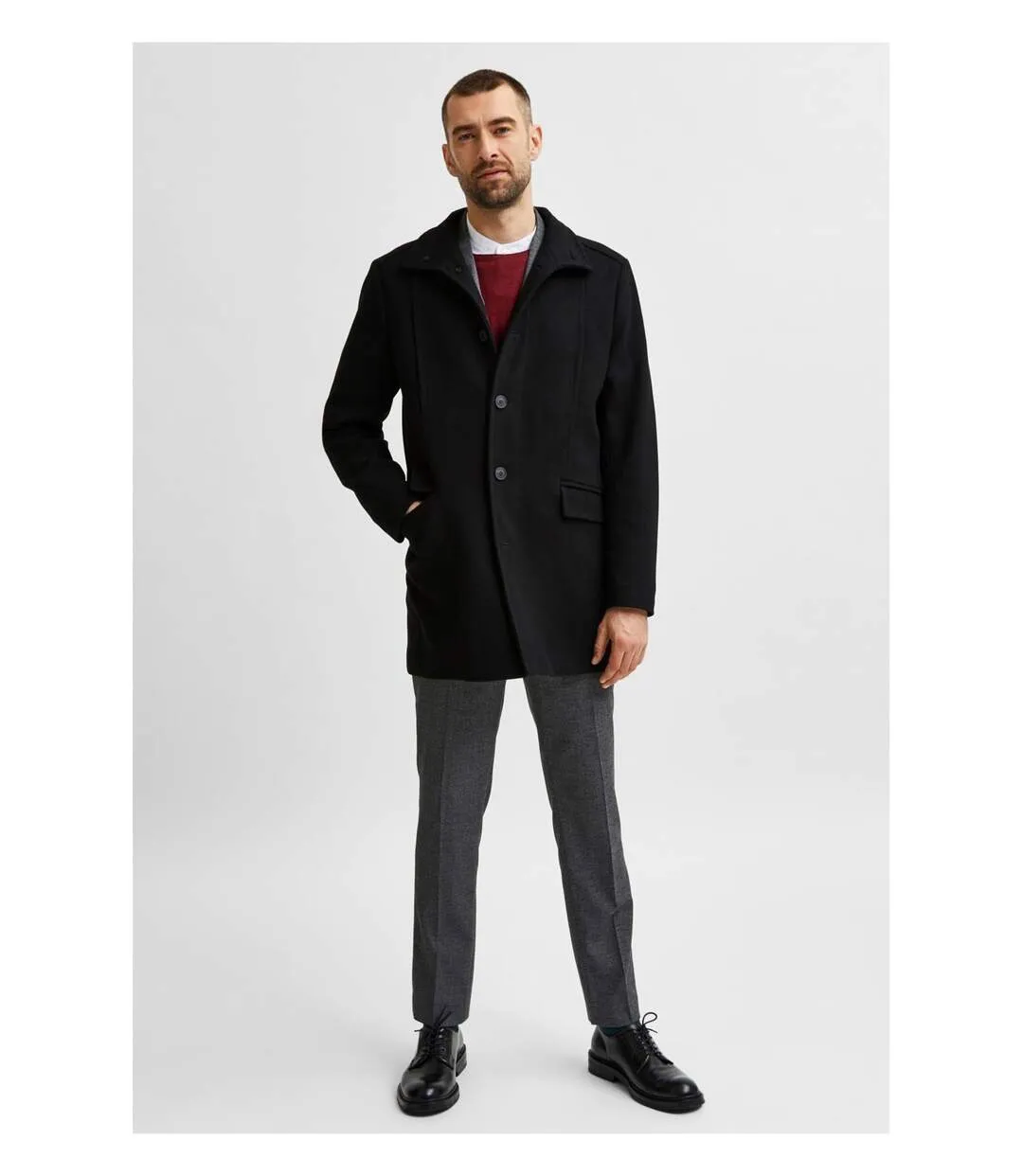 Manteau en laine boutonné