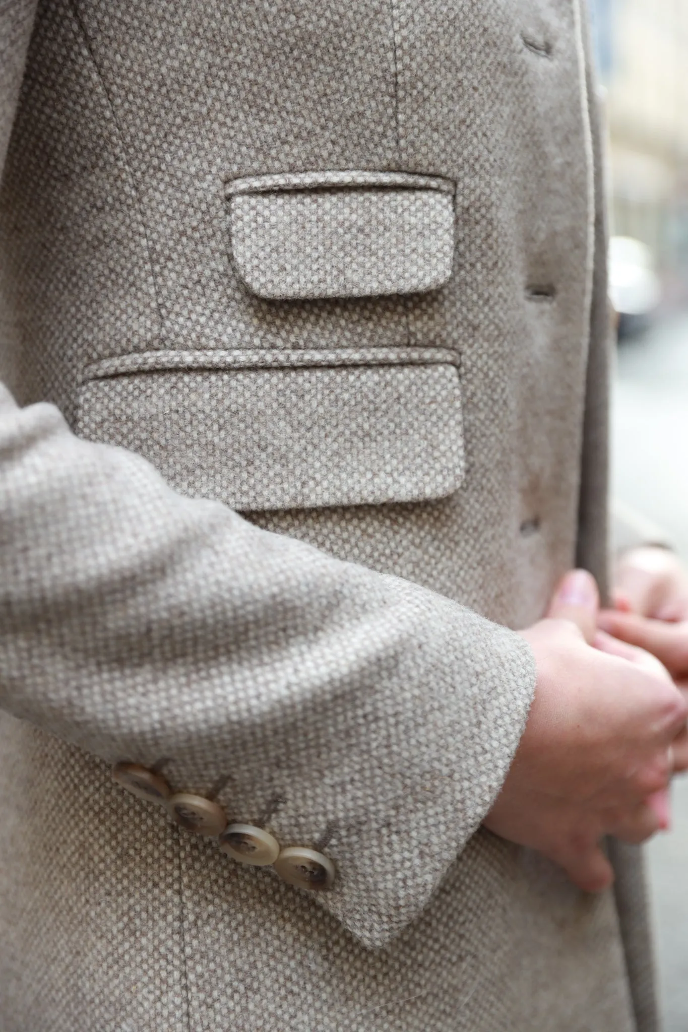 Manteau Jemma redingote en laine - Tweed Beige