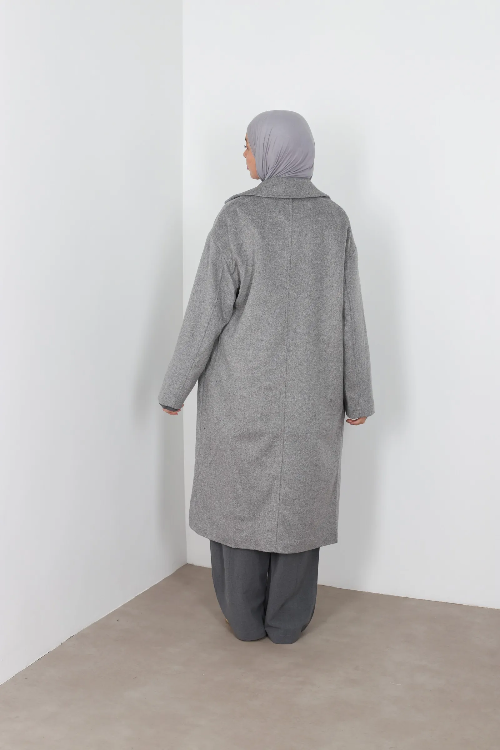 Manteau laina croisé gris foncé