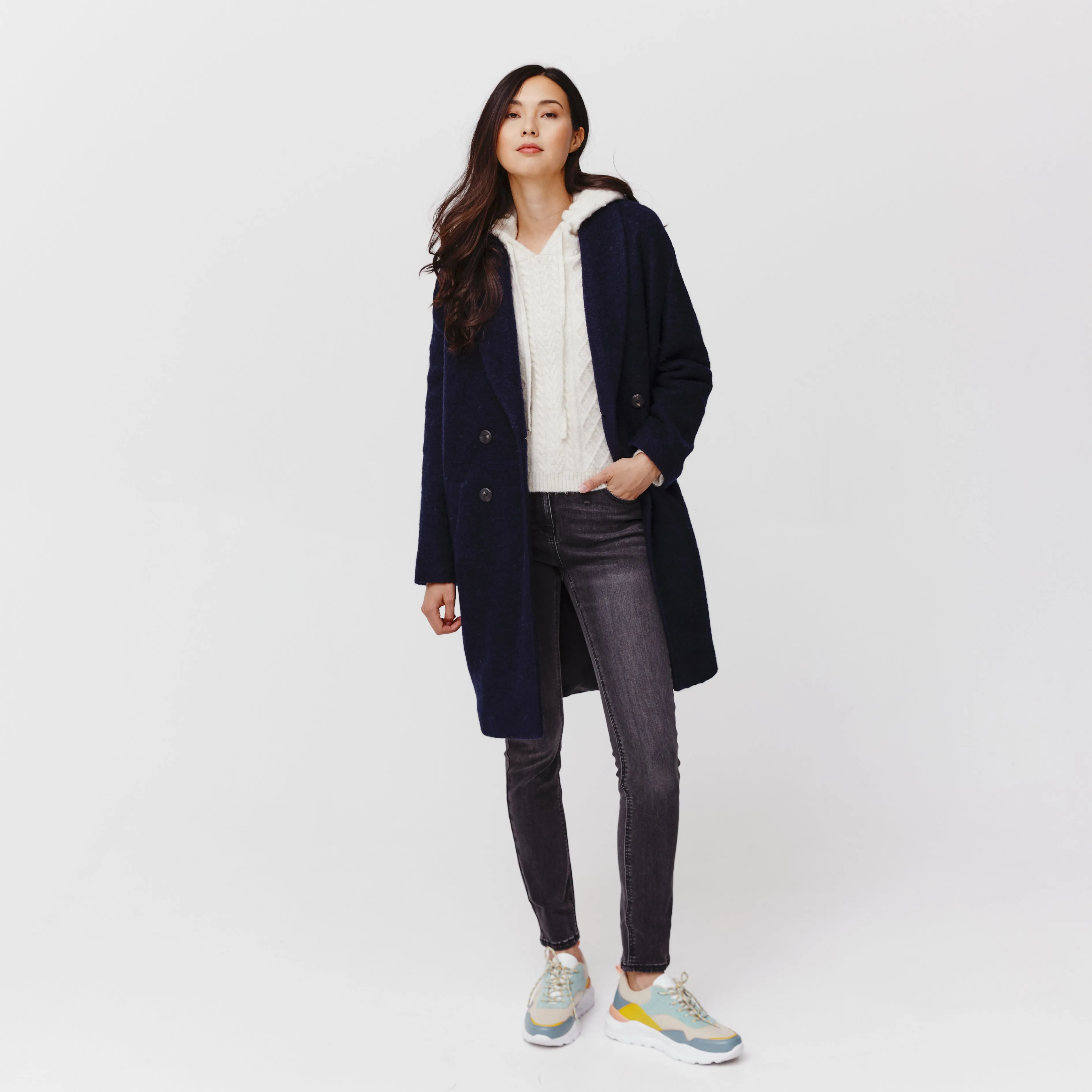 Manteau laine CARMEN - Marine