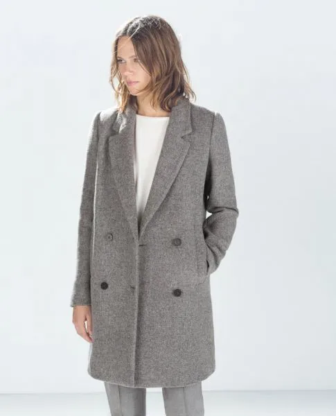 Manteau laine pour femme avec fermeture double boutonnage mi-long