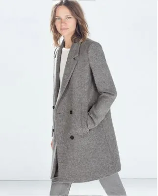 Manteau laine pour femme avec fermeture double boutonnage mi-long