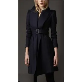 Manteau Long en Laine pour Femme avec Ceinture