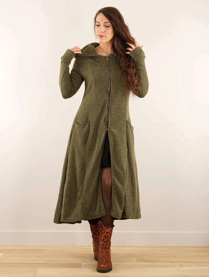 Manteau long à capuche 