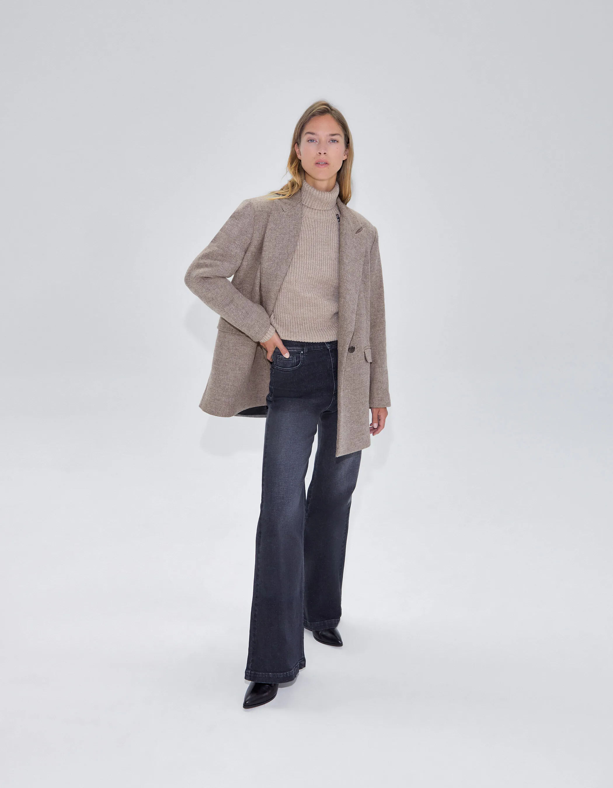 Manteau mi-long marron femme