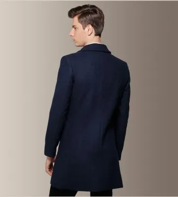 Manteau Pardessus long pour homme 2 boutons 60% laine