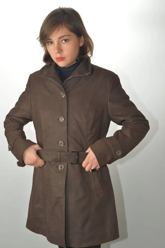 Manteau Trench Cuir MURPHY LINA Marron