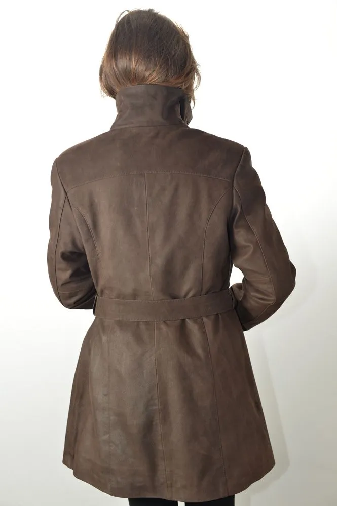 Manteau Trench Cuir MURPHY LINA Marron