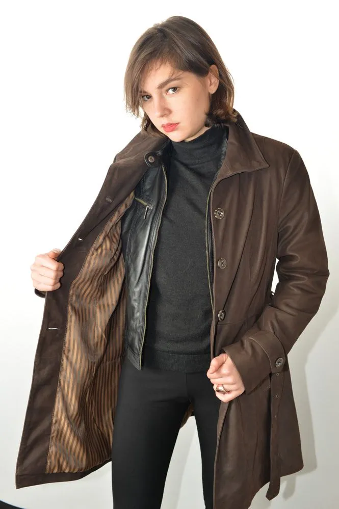 Manteau Trench Cuir MURPHY LINA Marron