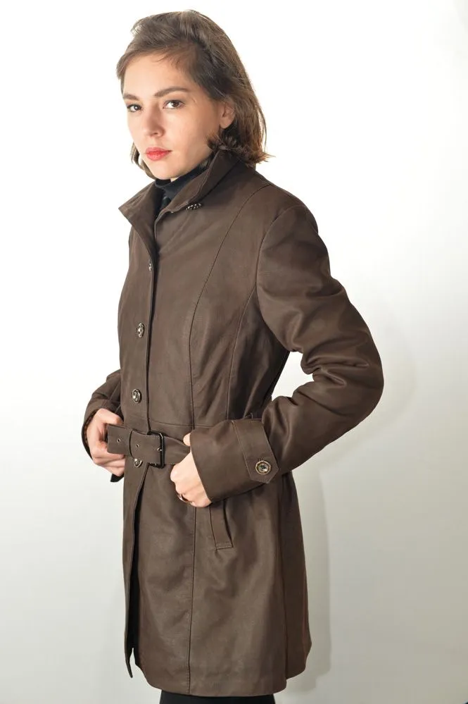 Manteau Trench Cuir MURPHY LINA Marron