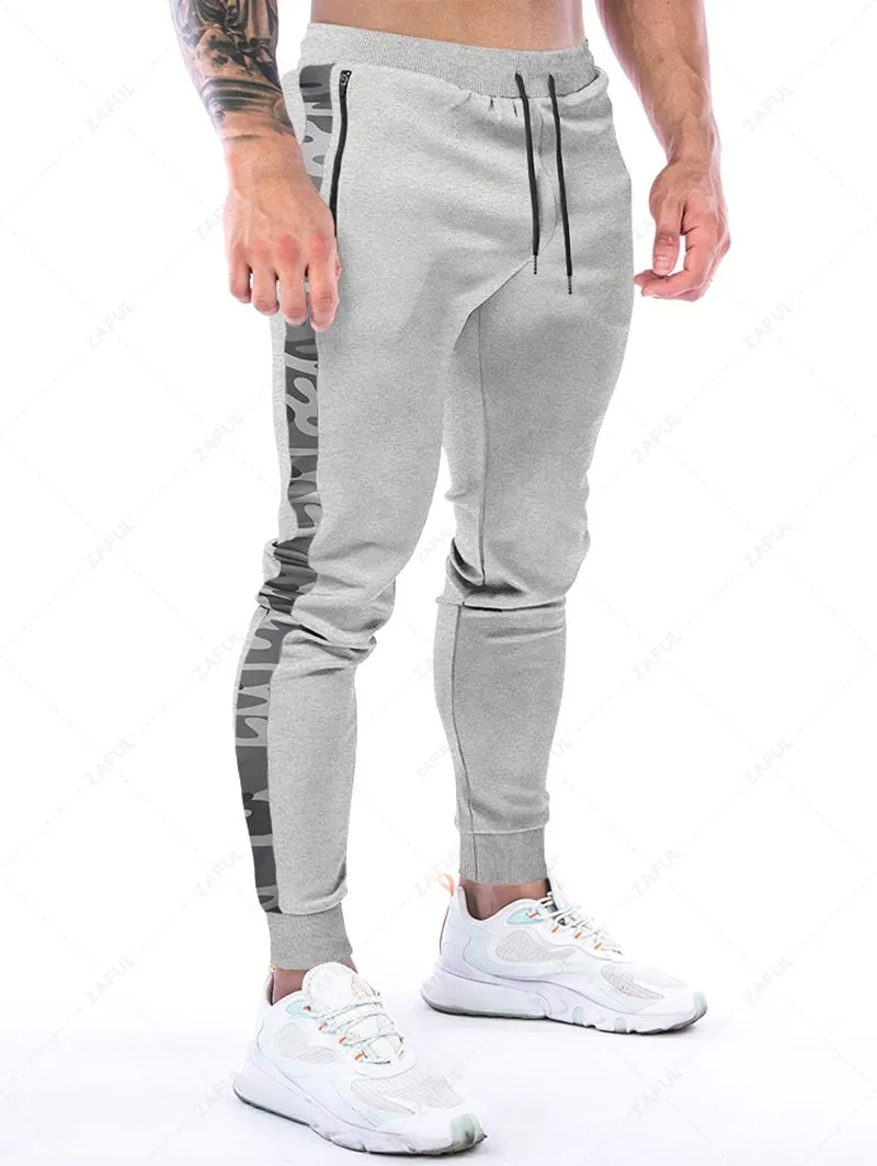 Pantalon De Jogging Décontracté Panneau à Imprimé Camouflage - Gris Clair S