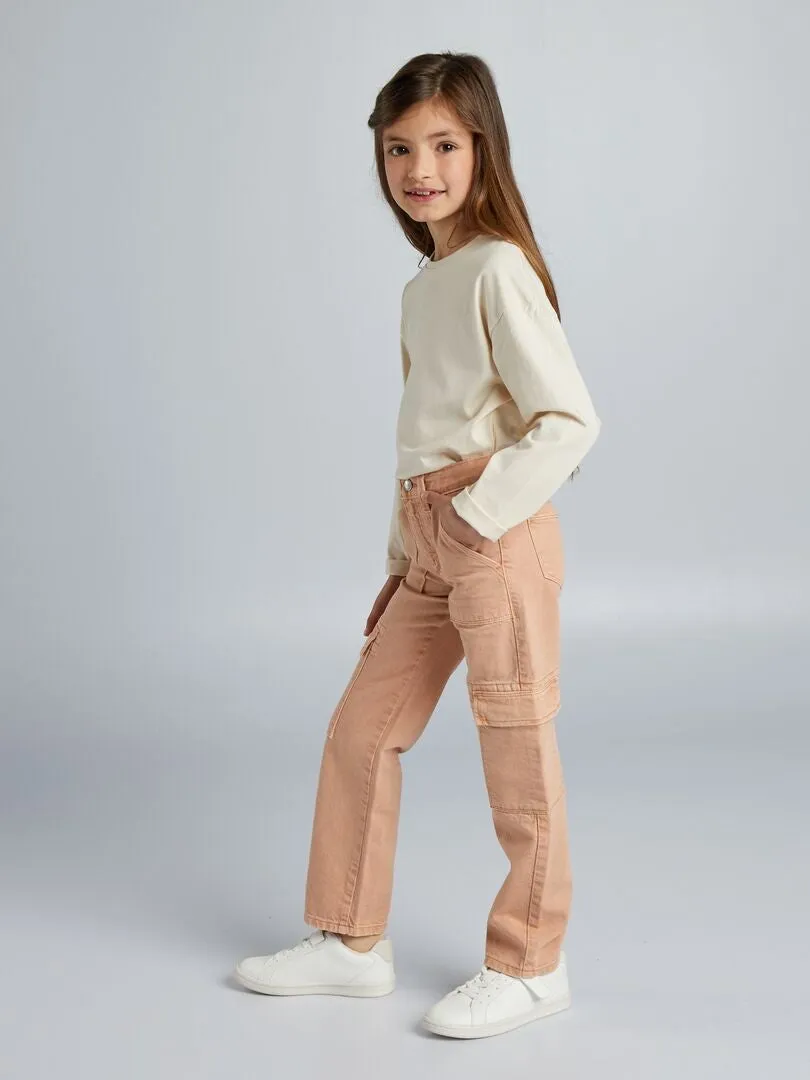 Pantalon en twill avec poches à rabat - Beige