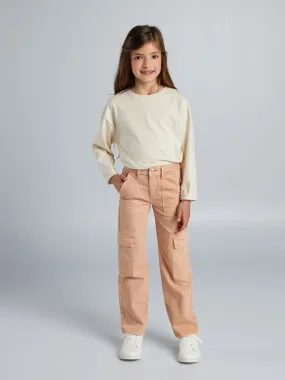 Pantalon en twill avec poches à rabat - Beige