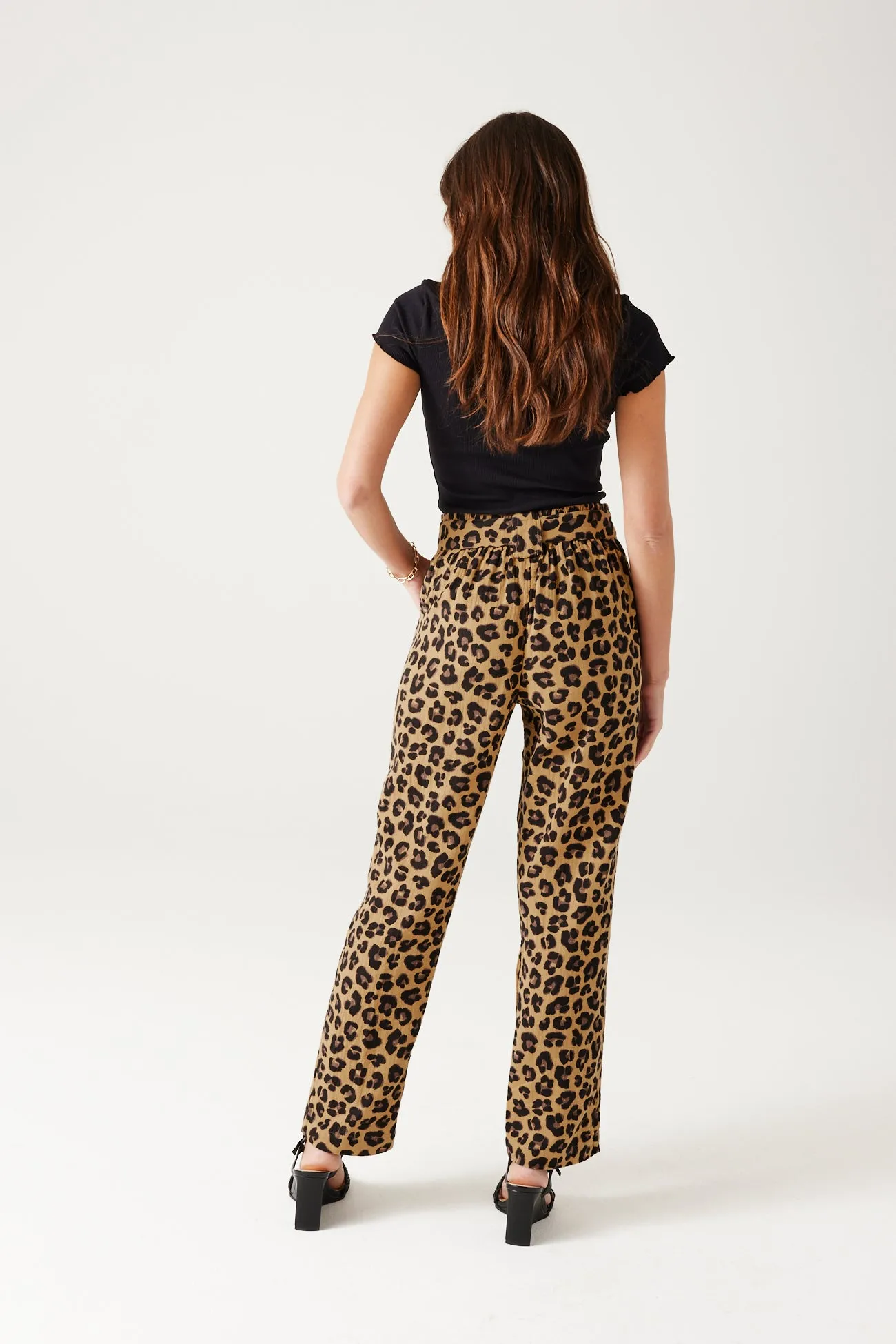 Pantalon léopard gaze de coton - Imprimé multicolore