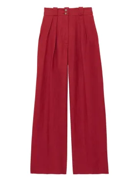 Pantalon Marlène en lin framboise