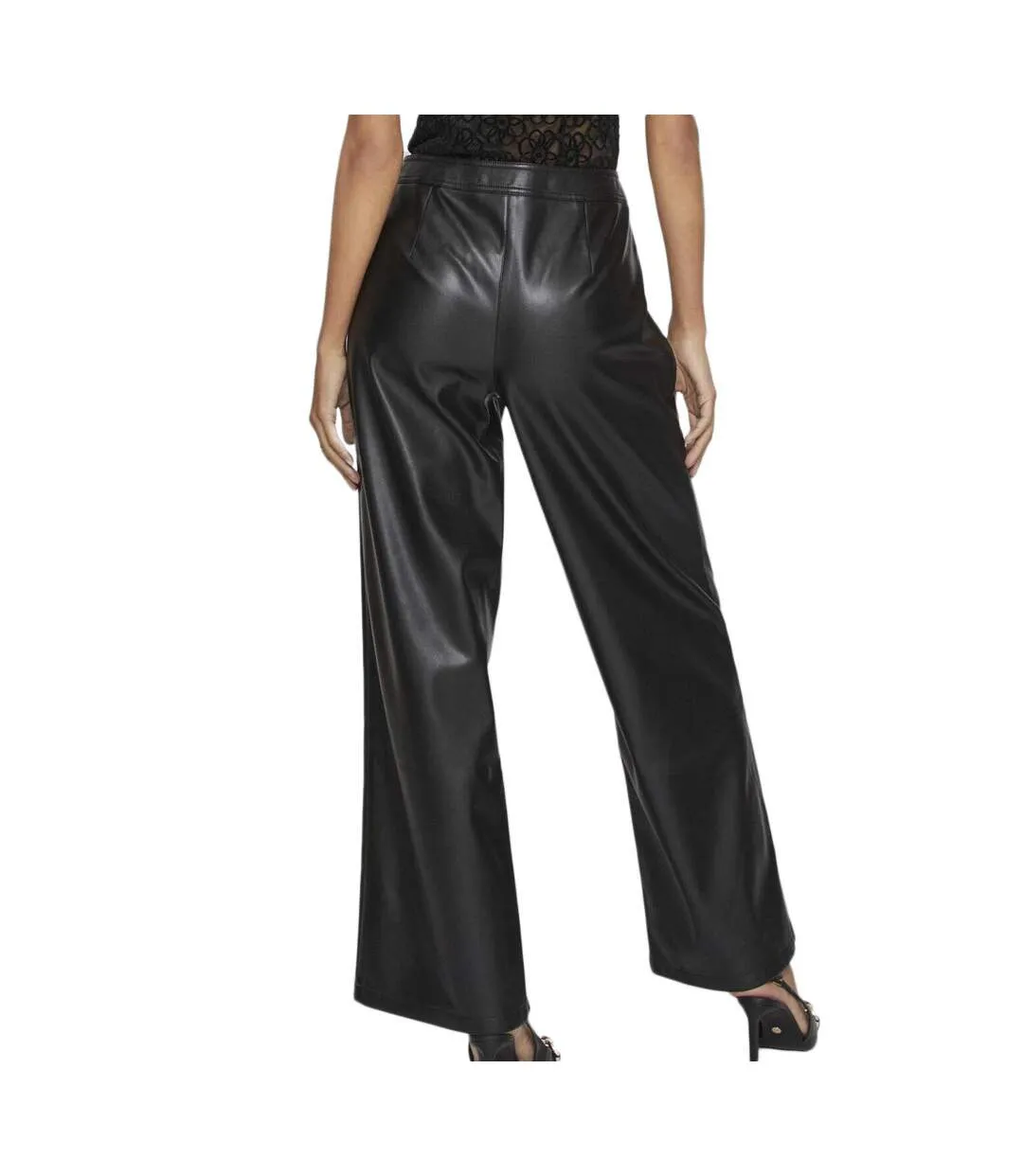 Pantalon Similicuir Noir Femme Vila Vielie Wide