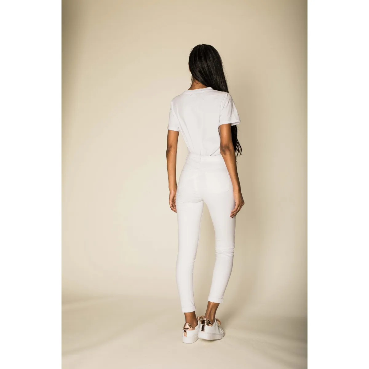 Pantalon stretch skinny blanc Nina Carter - Matière noble 29,90€