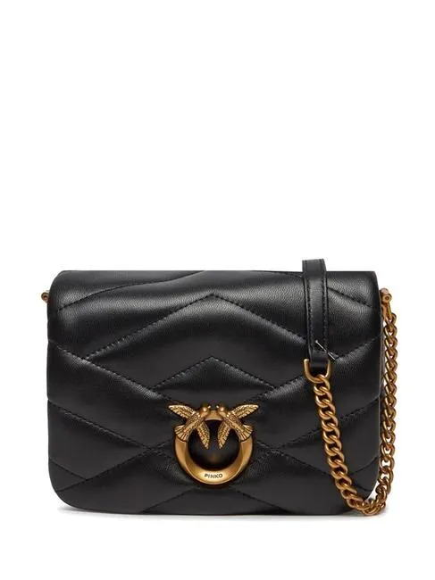 Pinko Love Click Puff Mini Sac En Cuir Matelassé Noir-Or Antique - Achetez À Prix Outlet!