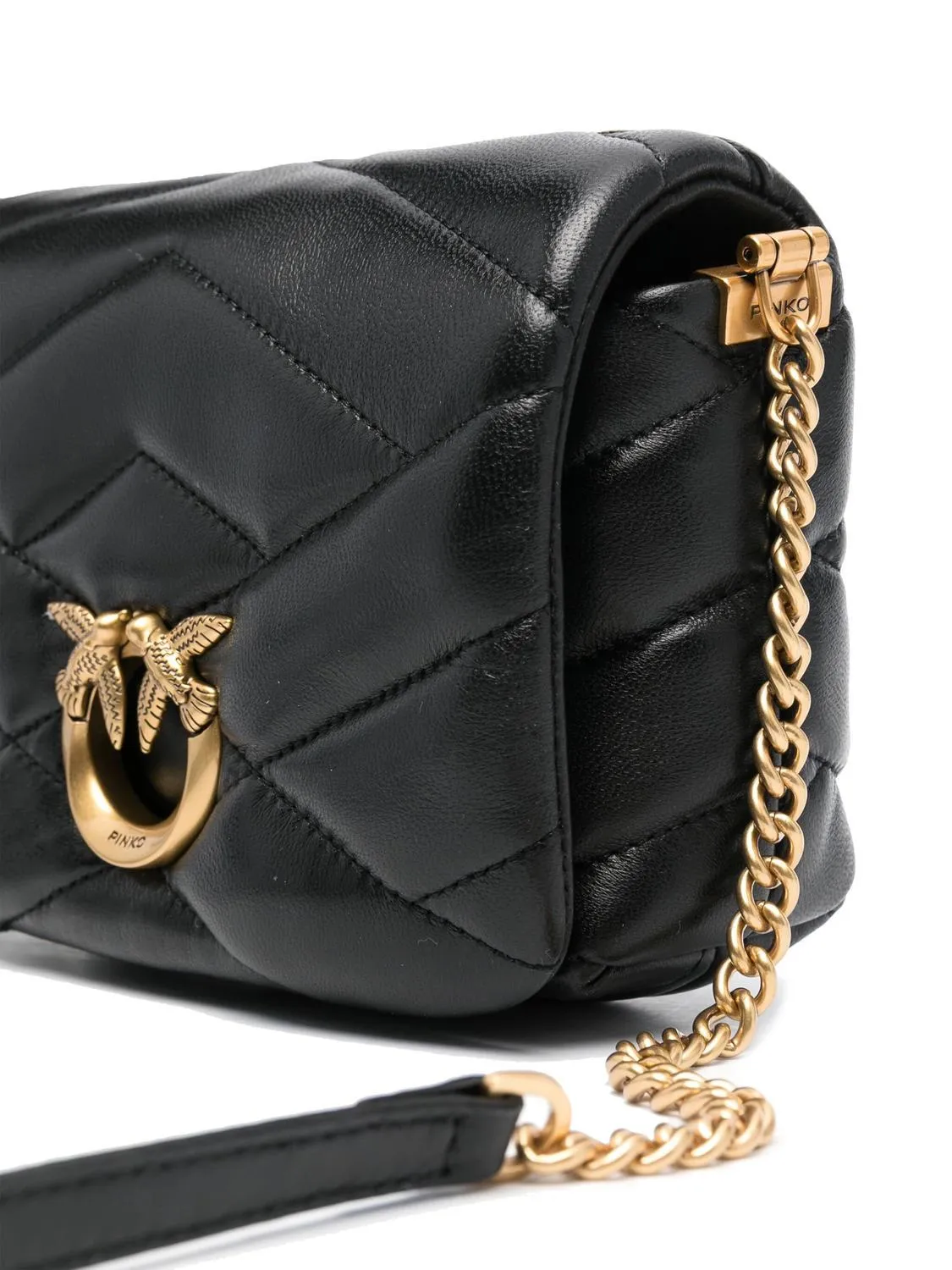 Pinko Love Click Puff Mini Sac En Cuir Matelassé Noir-Or Antique - Achetez À Prix Outlet!