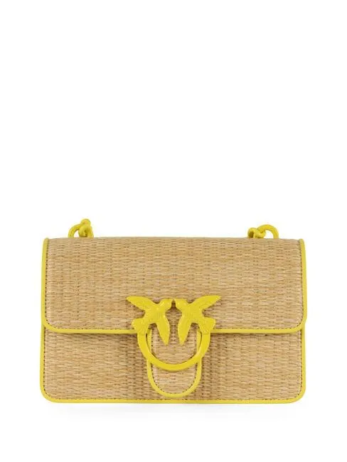 Pinko Love One Mini Light Sac Bandoulière En Raphia Couleur Naturelle/Bloc Jaune - Achetez À Prix Outlet!