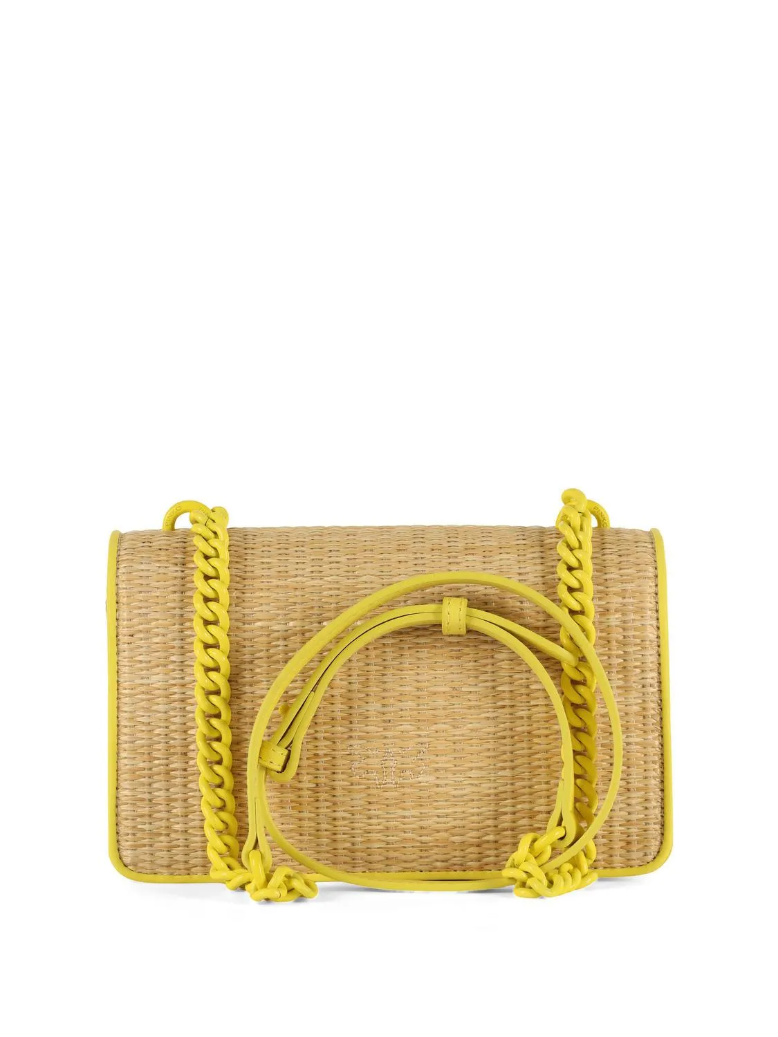 Pinko Love One Mini Light Sac Bandoulière En Raphia Couleur Naturelle/Bloc Jaune - Achetez À Prix Outlet!