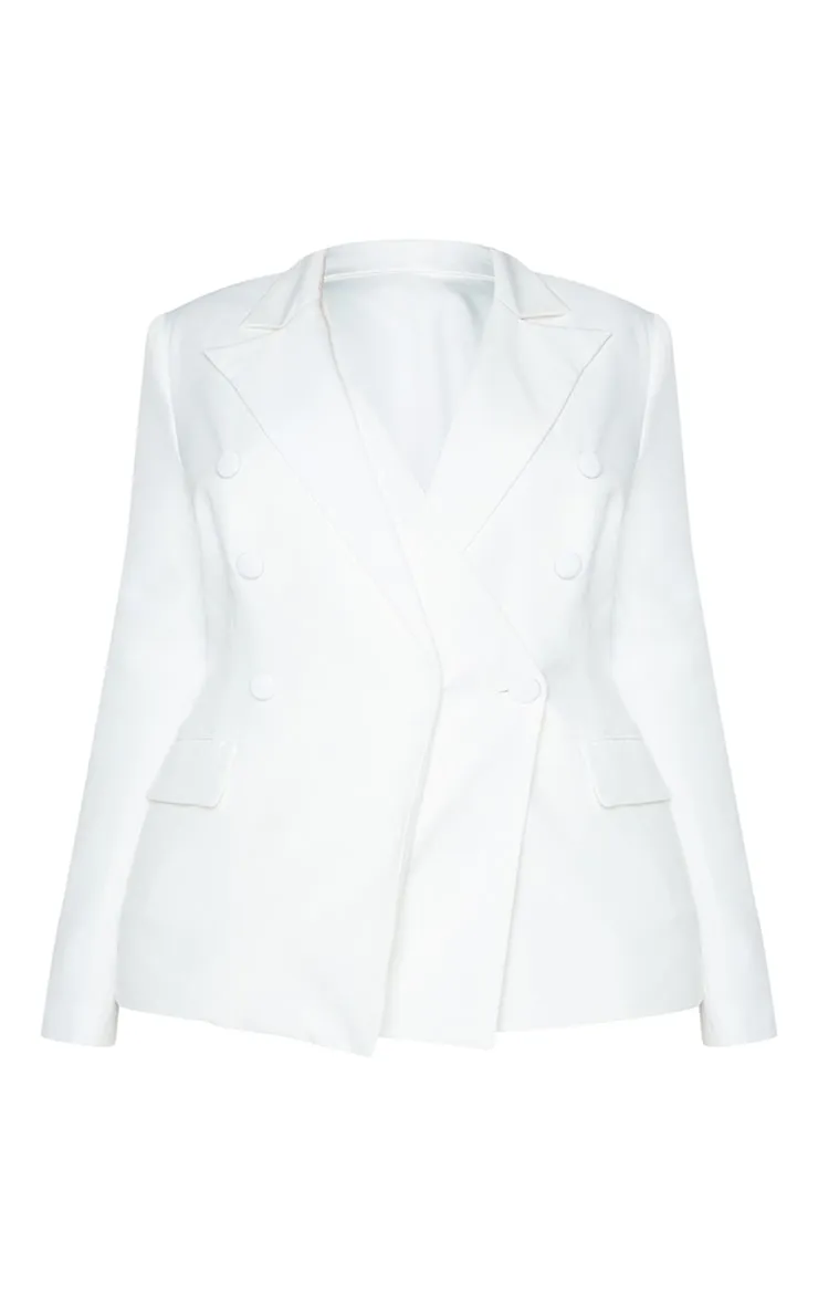 Plus Blazer ajusté blanc à épaulettes