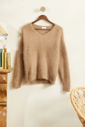 Pull angora marron clair