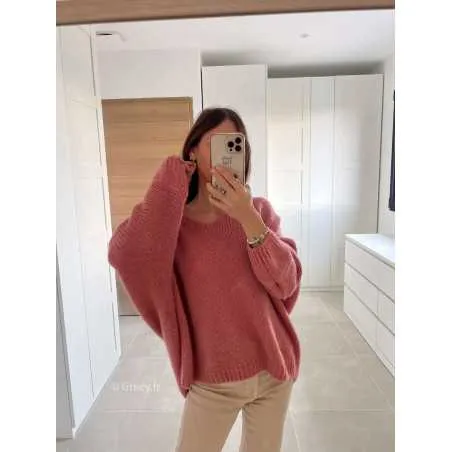 Pull coupe oversize mohair vieux rose