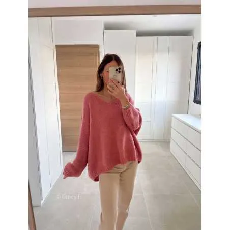 Pull coupe oversize mohair vieux rose