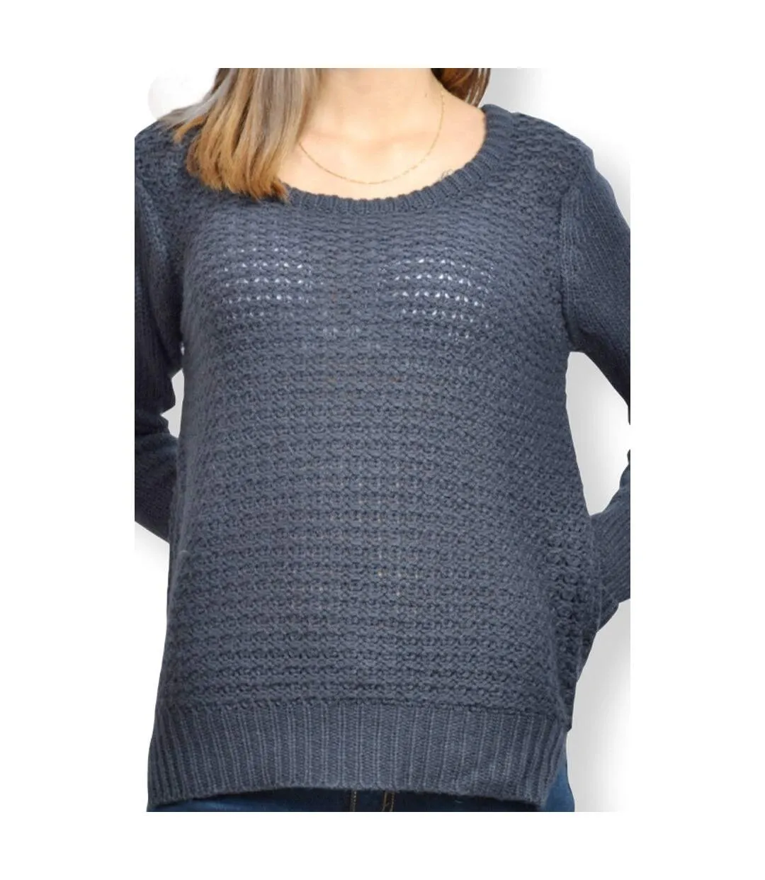 Pull femme manches longues - Couleur bleu marine - Col rond