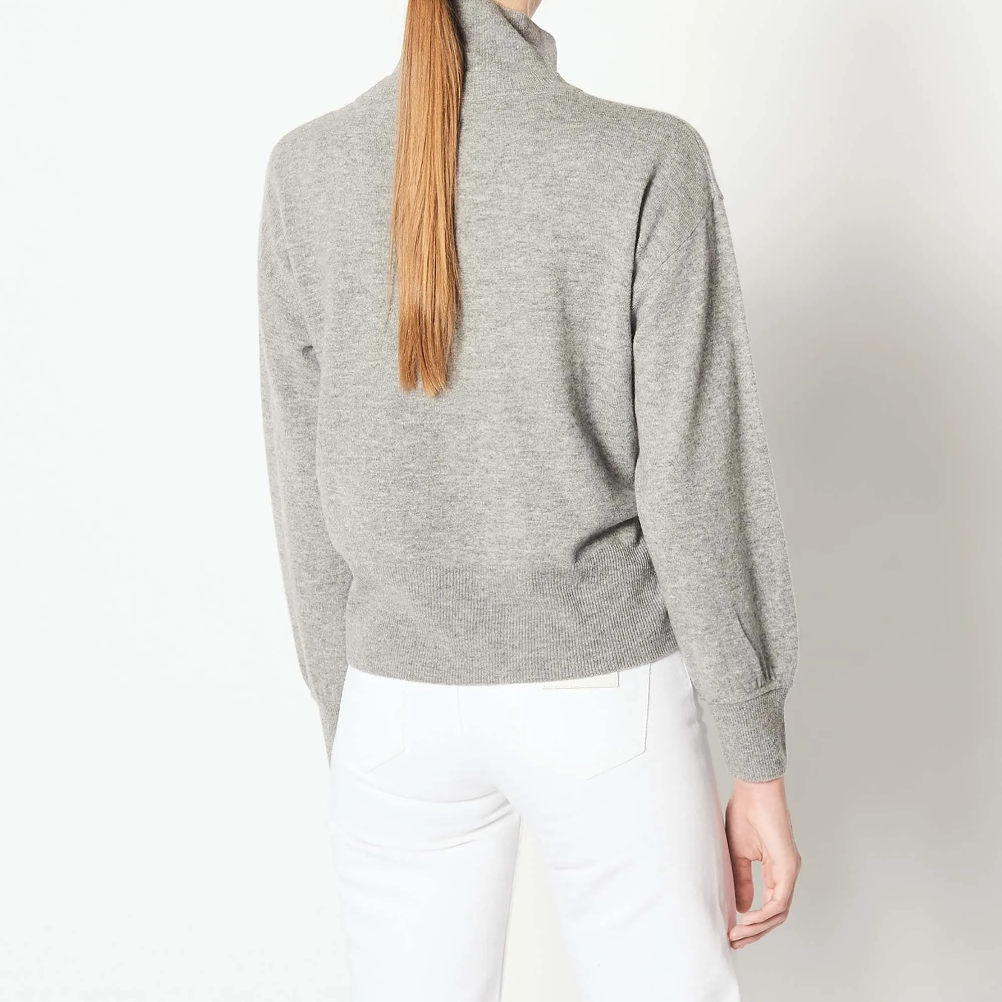 Pull laine et cachemire, col montant