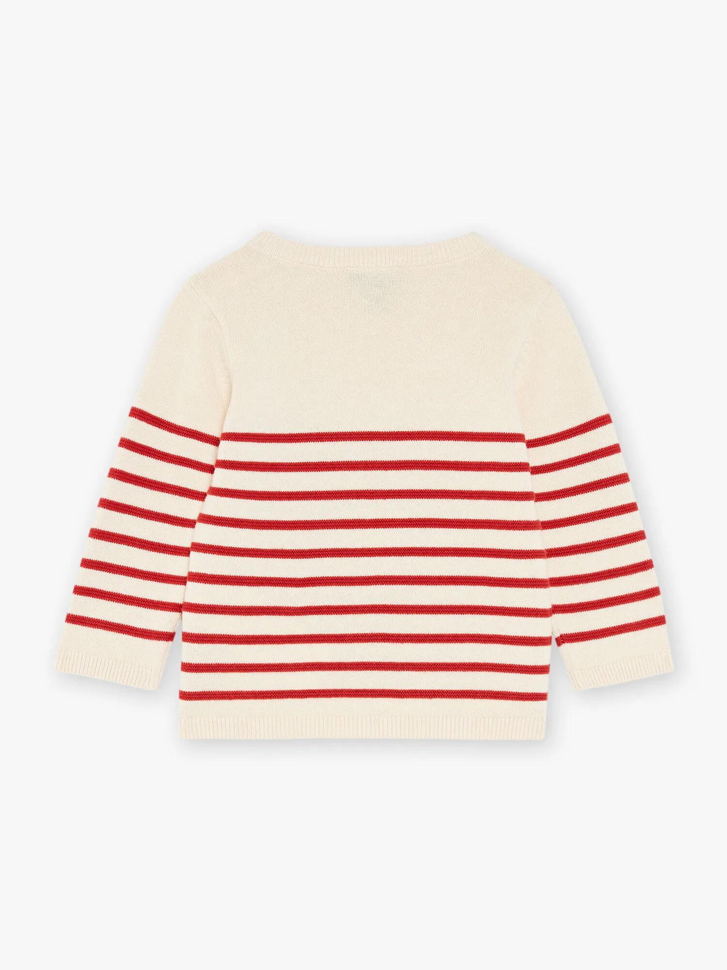 Pull marinière vanille et rouge en tricot tomate