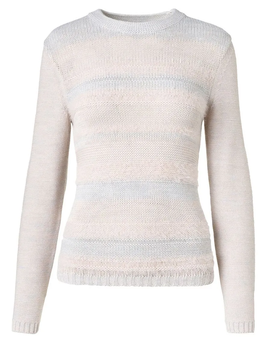 Pull rose gris col rond - Pulls