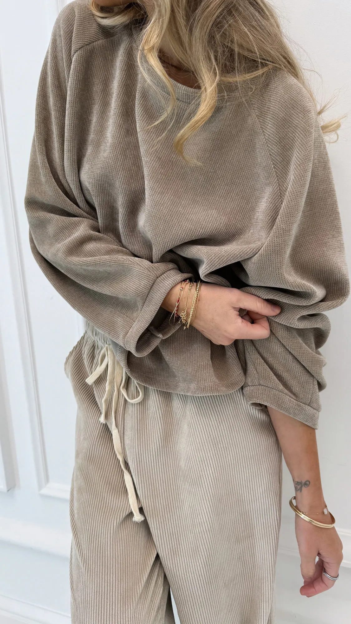 Pull velours taupe