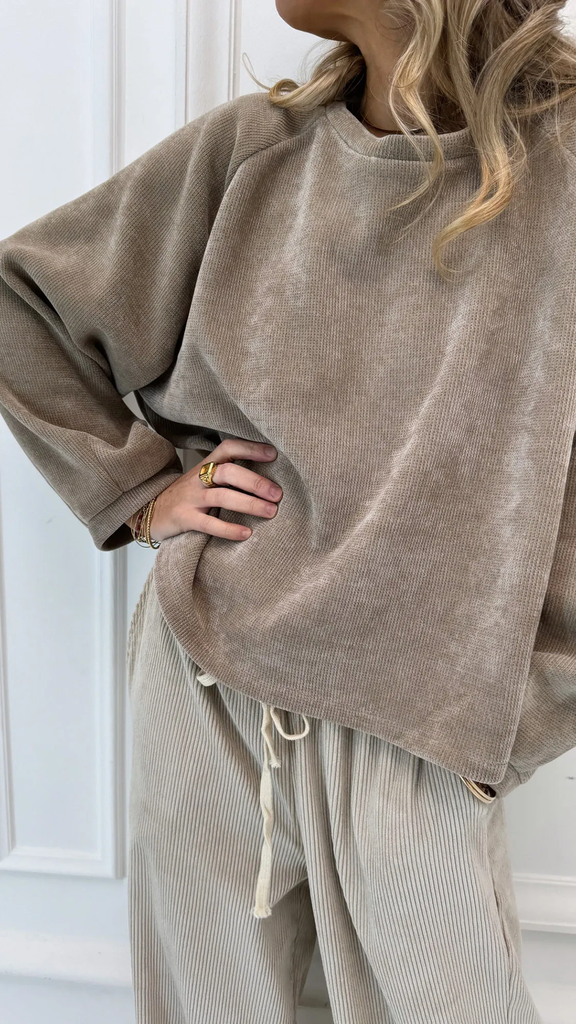 Pull velours taupe