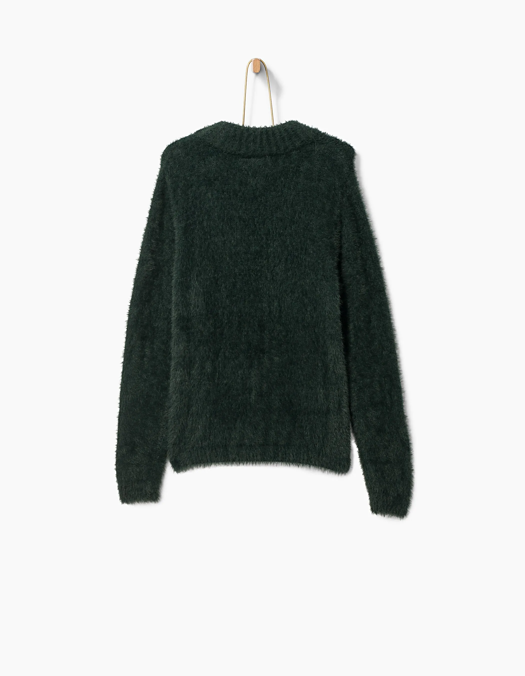 Pull vert foncé en maille duveteuse fille