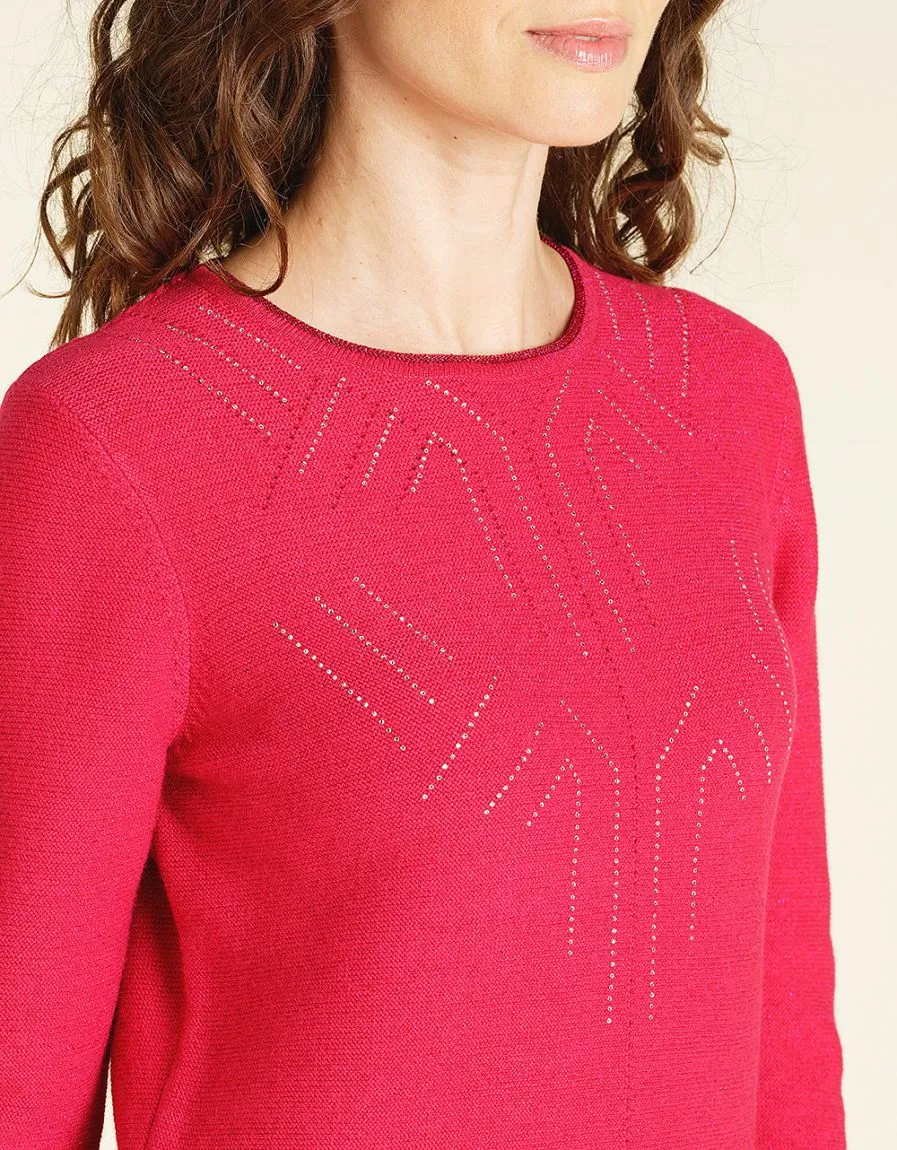 Pull épais rose strass - Pulls