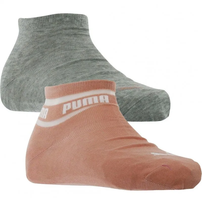 PUMA 2 paires de Socquettes Femme Coton PLAIN Pêche Souris