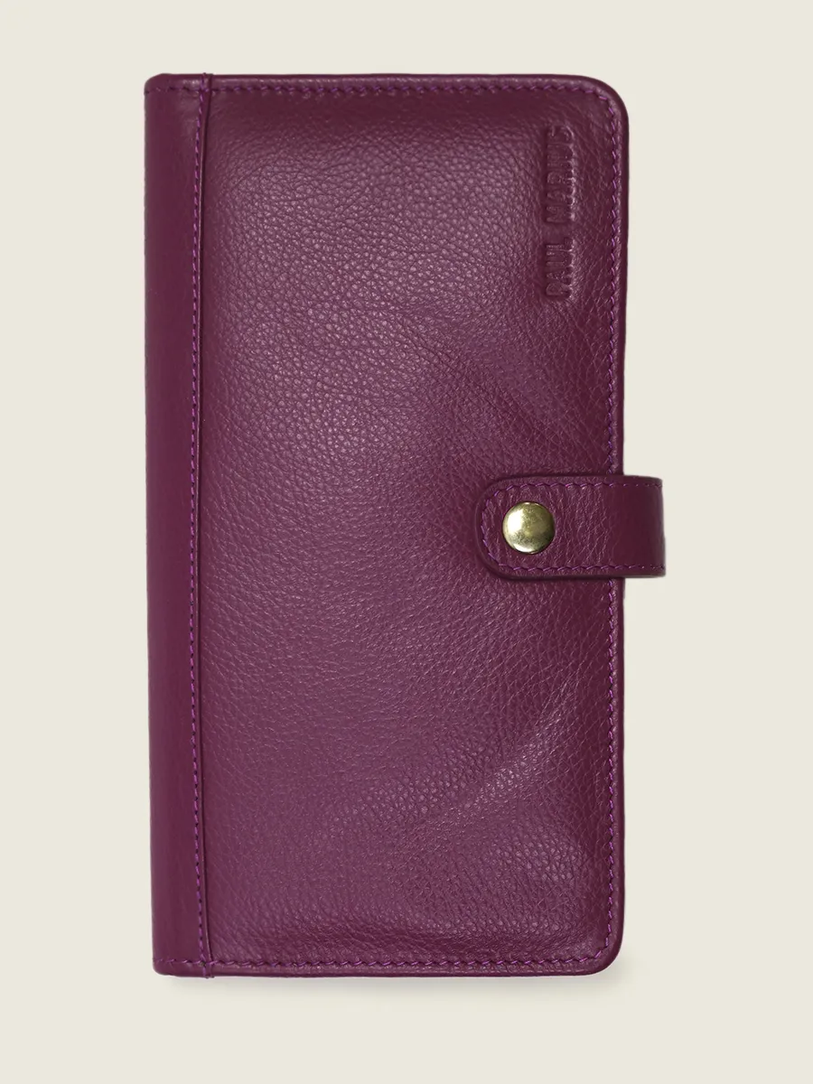 PURPLE LEATHER WALLET WOMEN LePortefeuille Charlotte N°2 Art Deco - Zinzolin